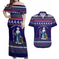 Armenia Christmas Couples Matching Off Shoulder Maxi Dress and Hawaiian Shirt with Santa Claus Shnorhavor Surb Tsnund and Gift Bag Pattern - Wonder Print Shop