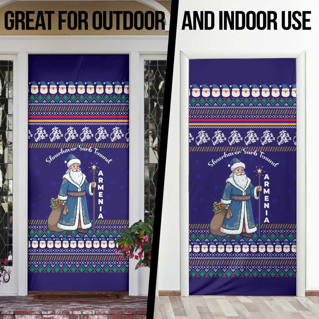 Armenia Christmas Door Cover with Santa Claus Shnorhavor Surb Tsnund and Gift Bag Pattern - Wonder Print Shop
