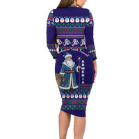Armenia Christmas Family Matching Long Sleeve Bodycon Dress and Hawaiian Shirt with Santa Claus Shnorhavor Surb Tsnund and Gift Bag Pattern - Wonder Print Shop