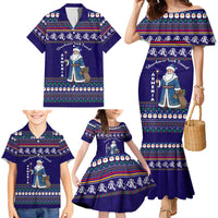 Armenia Christmas Family Matching Mermaid Dress and Hawaiian Shirt with Santa Claus Shnorhavor Surb Tsnund and Gift Bag Pattern - Wonder Print Shop