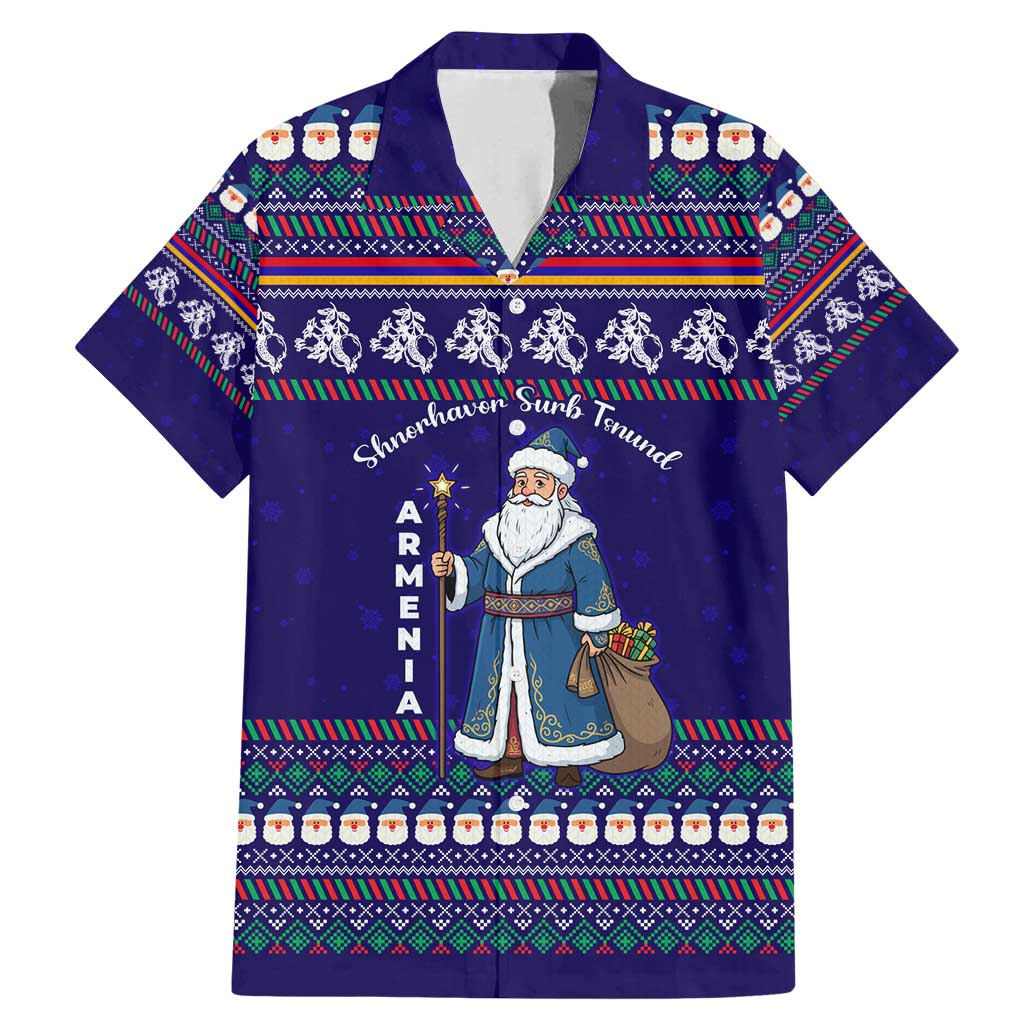 Armenia Christmas Family Matching Mermaid Dress and Hawaiian Shirt with Santa Claus Shnorhavor Surb Tsnund and Gift Bag Pattern - Wonder Print Shop