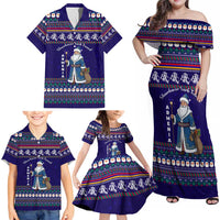 Armenia Christmas Family Matching Off Shoulder Maxi Dress and Hawaiian Shirt with Santa Claus Shnorhavor Surb Tsnund and Gift Bag Pattern - Wonder Print Shop