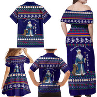 Armenia Christmas Family Matching Off Shoulder Maxi Dress and Hawaiian Shirt with Santa Claus Shnorhavor Surb Tsnund and Gift Bag Pattern - Wonder Print Shop