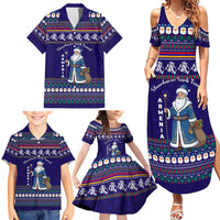 Armenia Christmas Family Matching Summer Maxi Dress and Hawaiian Shirt with Santa Claus Shnorhavor Surb Tsnund and Gift Bag Pattern - Wonder Print Shop