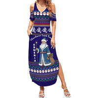 Armenia Christmas Family Matching Summer Maxi Dress and Hawaiian Shirt with Santa Claus Shnorhavor Surb Tsnund and Gift Bag Pattern - Wonder Print Shop