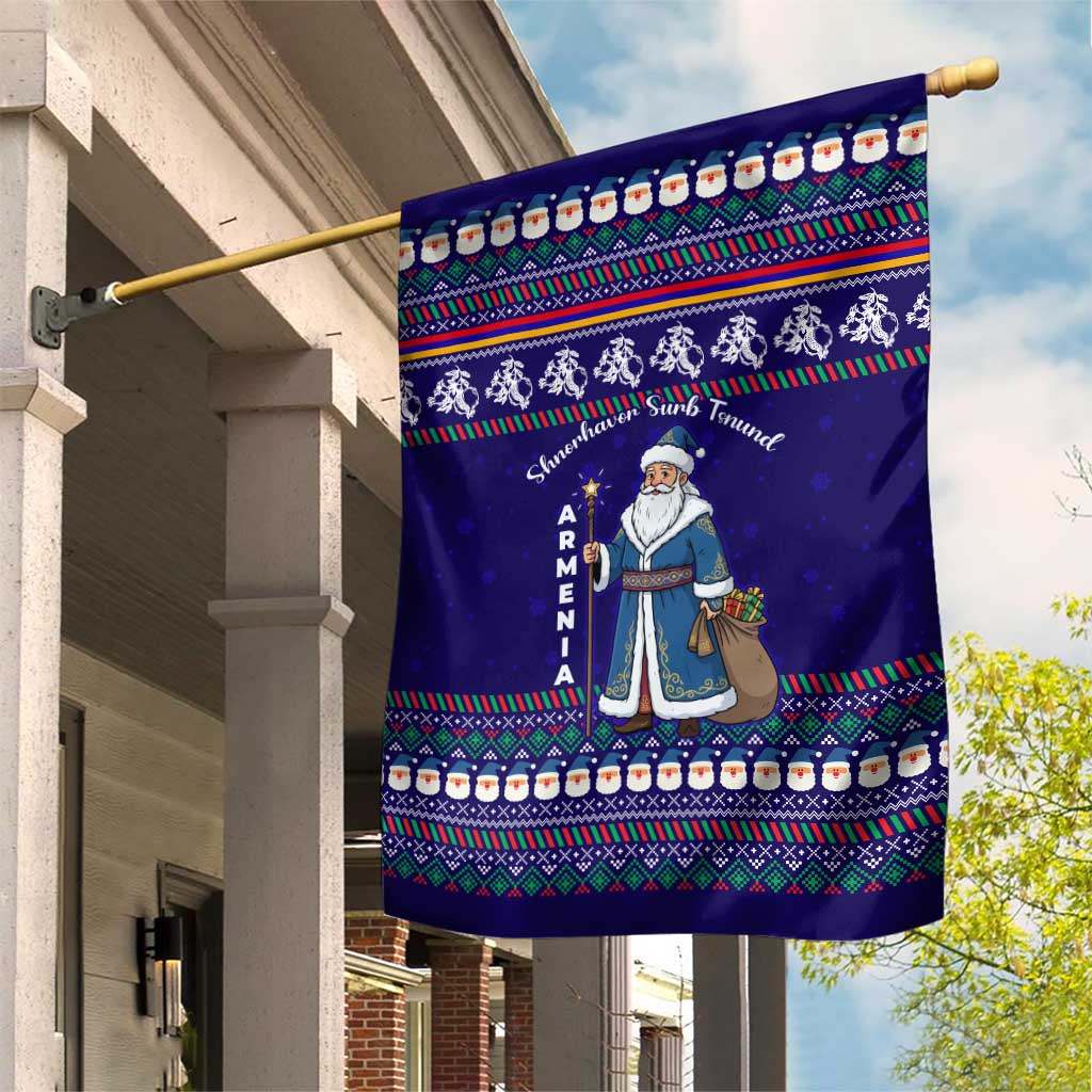 Armenia Christmas Garden Flag with Santa Claus Shnorhavor Surb Tsnund and Gift Bag Pattern - Wonder Print Shop