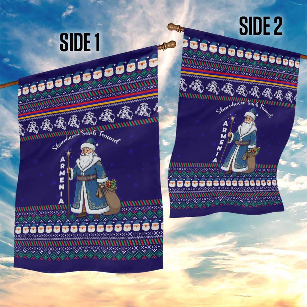 Armenia Christmas Garden Flag with Santa Claus Shnorhavor Surb Tsnund and Gift Bag Pattern - Wonder Print Shop