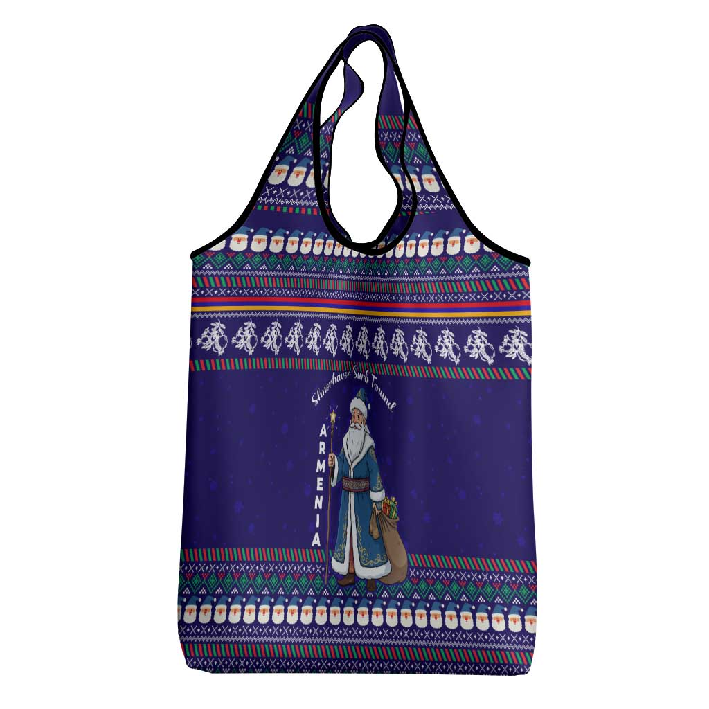 Armenia Christmas Grocery Bag with Santa Claus Shnorhavor Surb Tsnund and Gift Bag Pattern - Wonder Print Shop
