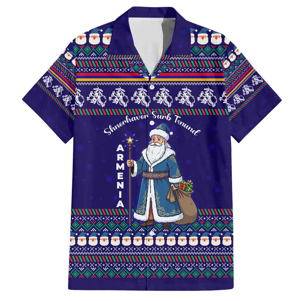Armenia Christmas Hawaiian Shirt with Santa Claus Shnorhavor Surb Tsnund and Gift Bag Pattern - Wonder Print Shop