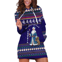 Armenia Christmas Hoodie Dress with Santa Claus Shnorhavor Surb Tsnund and Gift Bag Pattern - Wonder Print Shop