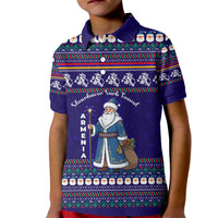 Armenia Christmas Kid Polo Shirt with Santa Claus Shnorhavor Surb Tsnund and Gift Bag Pattern - Wonder Print Shop