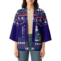 Armenia Christmas Kimono with Santa Claus Shnorhavor Surb Tsnund and Gift Bag Pattern - Wonder Print Shop