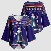 Armenia Christmas Kimono Sleeve Blouse with Santa Claus Shnorhavor Surb Tsnund and Gift Bag Pattern - Wonder Print Shop