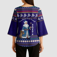 Armenia Christmas Kimono Sleeve Blouse with Santa Claus Shnorhavor Surb Tsnund and Gift Bag Pattern - Wonder Print Shop