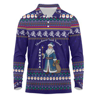 Armenia Christmas Long Sleeve Polo Shirt with Santa Claus Shnorhavor Surb Tsnund and Gift Bag Pattern - Wonder Print Shop