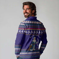 Armenia Christmas Long Sleeve Polo Shirt with Santa Claus Shnorhavor Surb Tsnund and Gift Bag Pattern - Wonder Print Shop