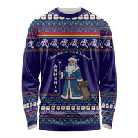 Armenia Christmas Long Sleeve Shirt with Santa Claus Shnorhavor Surb Tsnund and Gift Bag Pattern - Wonder Print Shop