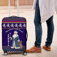 Armenia Christmas Luggage Cover with Santa Claus Shnorhavor Surb Tsnund and Gift Bag Pattern - Wonder Print Shop