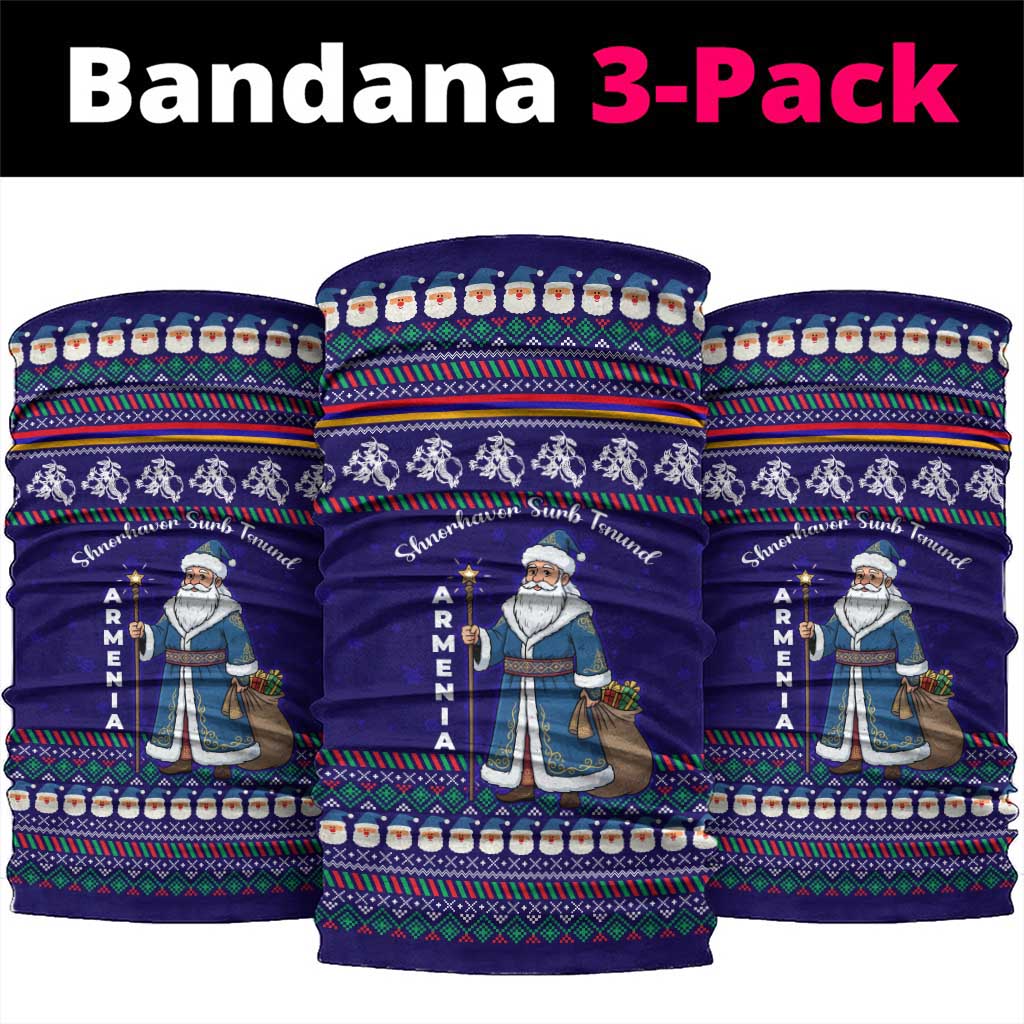 Armenia Christmas Neck Gaiter with Santa Claus Shnorhavor Surb Tsnund and Gift Bag Pattern - Wonder Print Shop