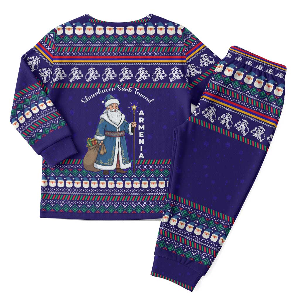 Armenia Christmas Pajama Set with Santa Claus Shnorhavor Surb Tsnund and Gift Bag Pattern - Wonder Print Shop