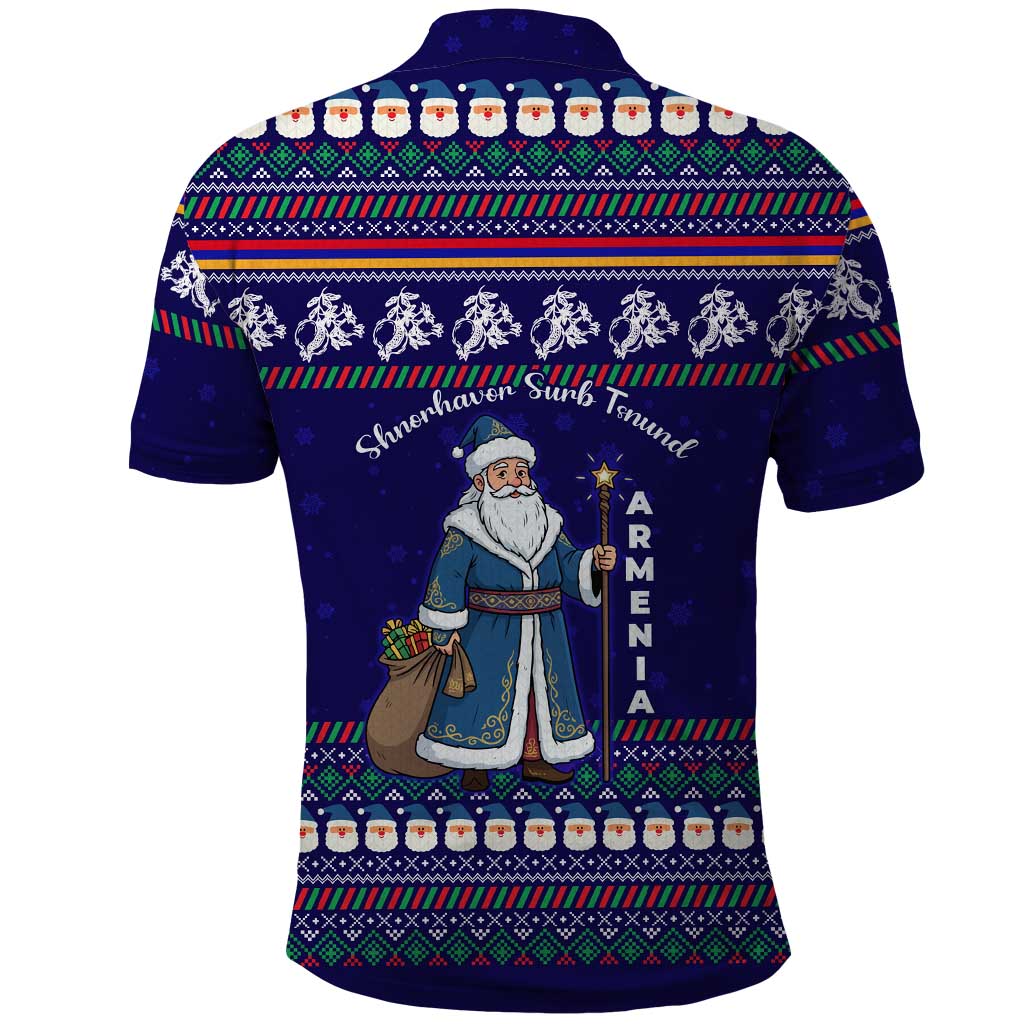 Armenia Christmas Polo Shirt with Santa Claus Shnorhavor Surb Tsnund and Gift Bag Pattern - Wonder Print Shop