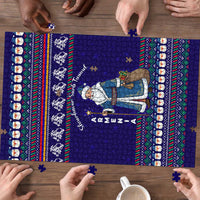 Armenia Christmas Puzzle with Santa Claus Shnorhavor Surb Tsnund and Gift Bag Pattern - Wonder Print Shop