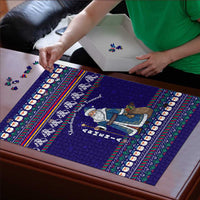 Armenia Christmas Puzzle with Santa Claus Shnorhavor Surb Tsnund and Gift Bag Pattern - Wonder Print Shop