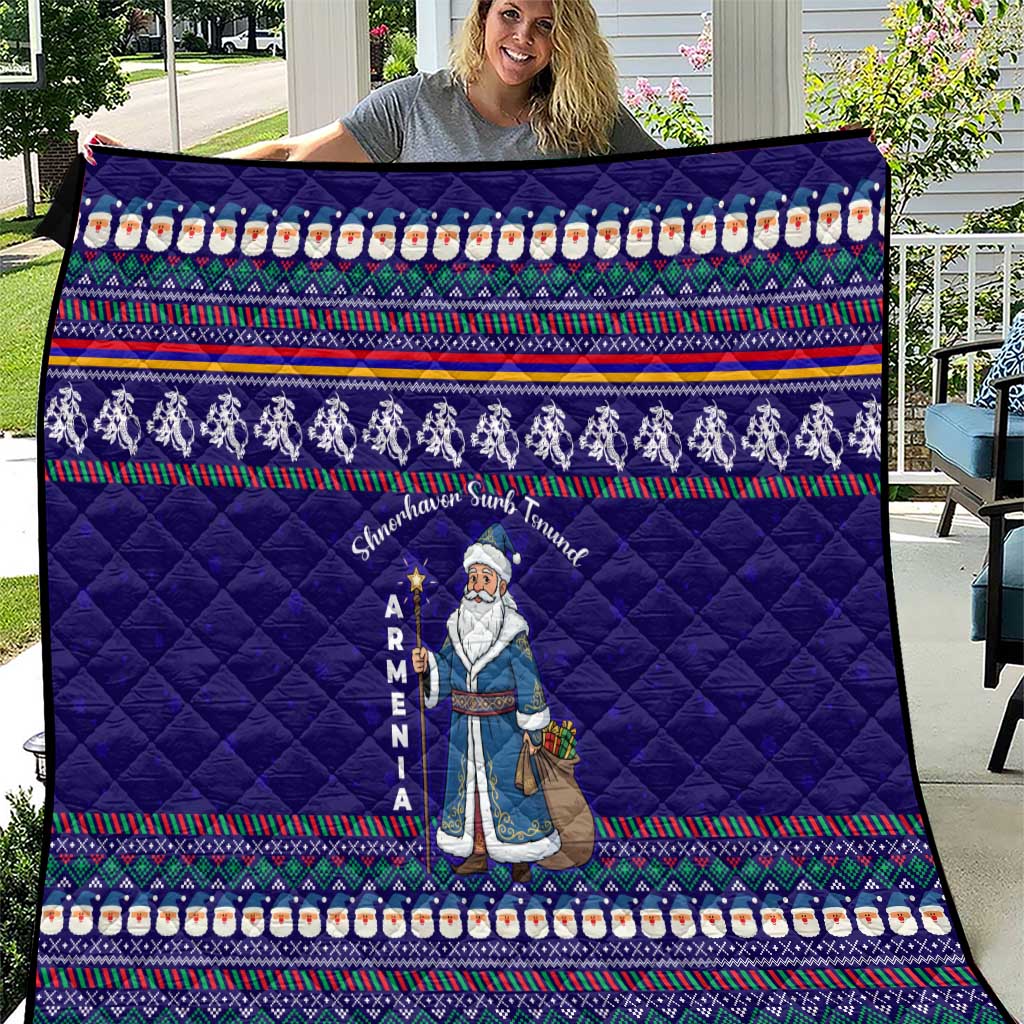 Armenia Christmas Quilt with Santa Claus Shnorhavor Surb Tsnund and Gift Bag Pattern - Wonder Print Shop