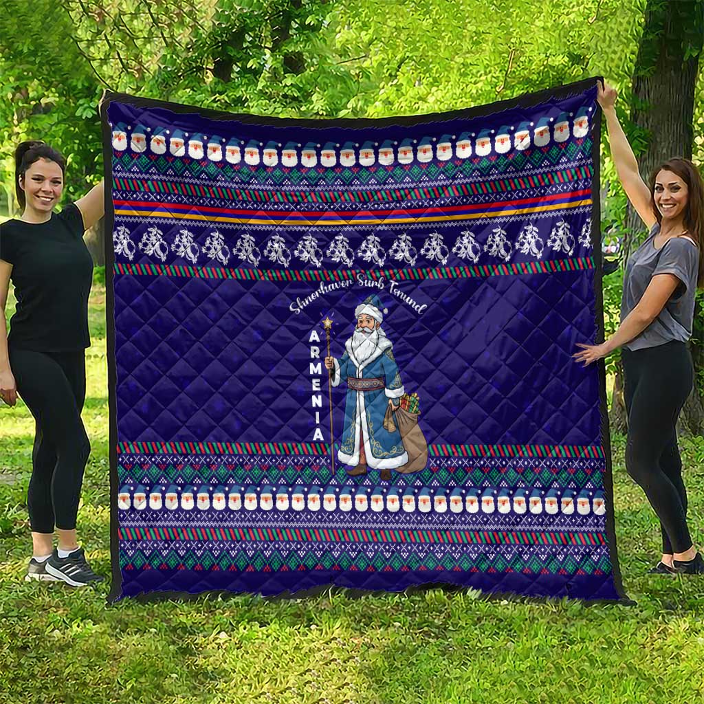 Armenia Christmas Quilt with Santa Claus Shnorhavor Surb Tsnund and Gift Bag Pattern - Wonder Print Shop
