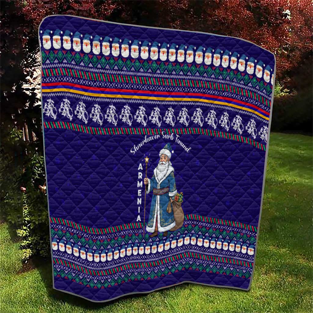 Armenia Christmas Quilt with Santa Claus Shnorhavor Surb Tsnund and Gift Bag Pattern - Wonder Print Shop