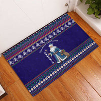 Armenia Christmas Rubber Doormat with Santa Claus Shnorhavor Surb Tsnund and Gift Bag Pattern - Wonder Print Shop