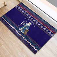 Armenia Christmas Rubber Doormat with Santa Claus Shnorhavor Surb Tsnund and Gift Bag Pattern - Wonder Print Shop