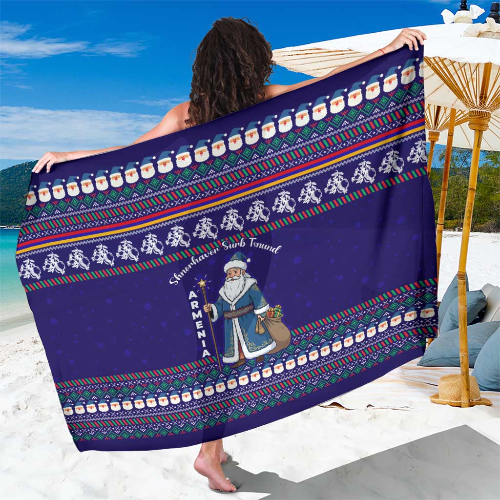 Armenia Christmas Sarong with Santa Claus Shnorhavor Surb Tsnund and Gift Bag Pattern - Wonder Print Shop