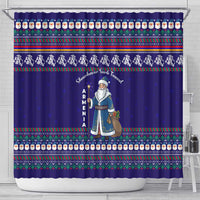 Armenia Christmas Shower Curtain with Santa Claus Shnorhavor Surb Tsnund and Gift Bag Pattern - Wonder Print Shop