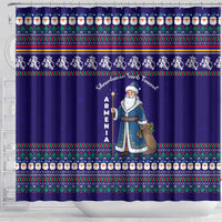 Armenia Christmas Shower Curtain with Santa Claus Shnorhavor Surb Tsnund and Gift Bag Pattern - Wonder Print Shop