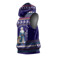 Armenia Christmas Sleeveless Hoodie with Santa Claus Shnorhavor Surb Tsnund and Gift Bag Pattern - Wonder Print Shop