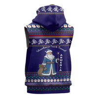 Armenia Christmas Sleeveless Zip Hoodie with Santa Claus Shnorhavor Surb Tsnund and Gift Bag Pattern - Wonder Print Shop