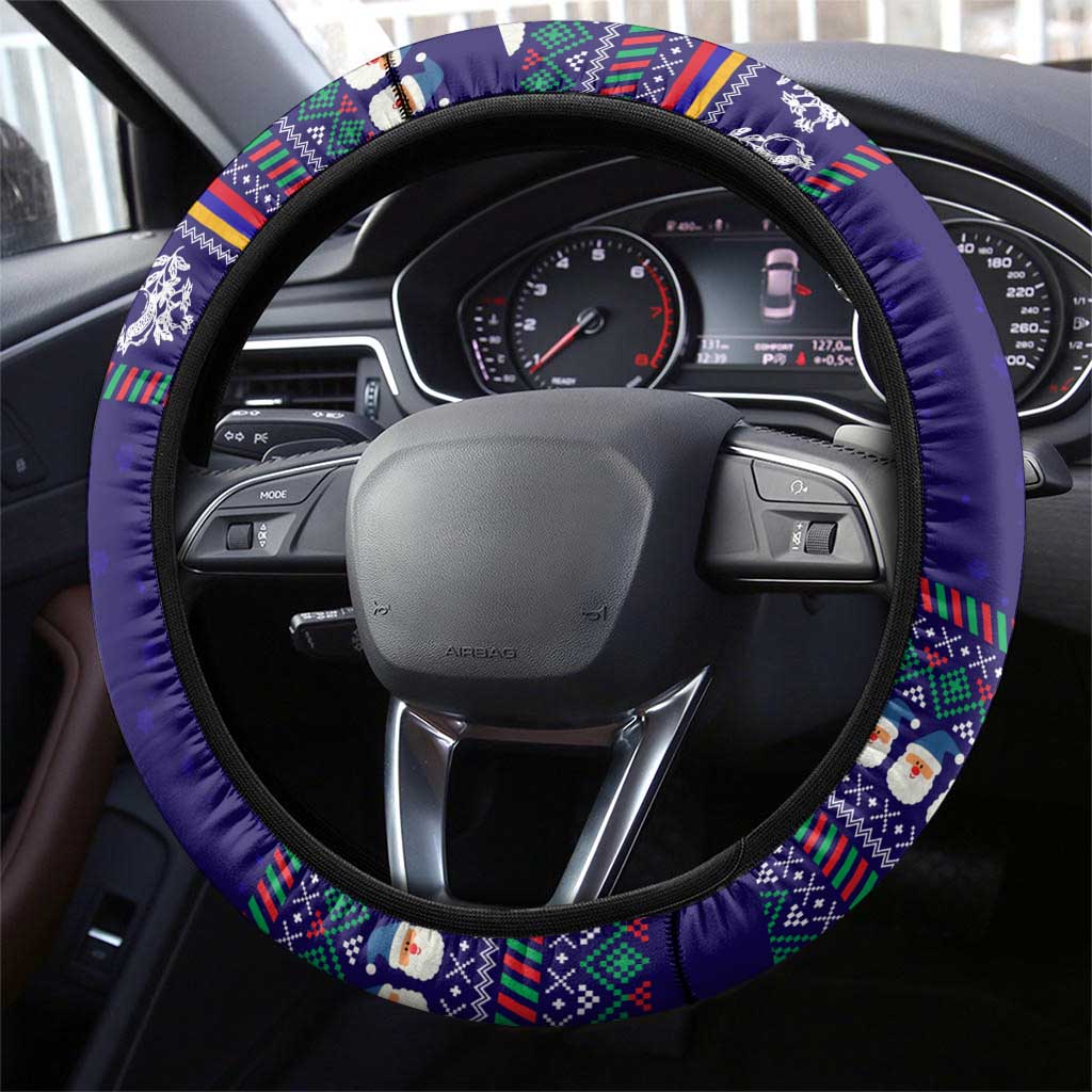 Armenia Christmas Steering Wheel Cover with Santa Claus Shnorhavor Surb Tsnund and Gift Bag Pattern - Wonder Print Shop