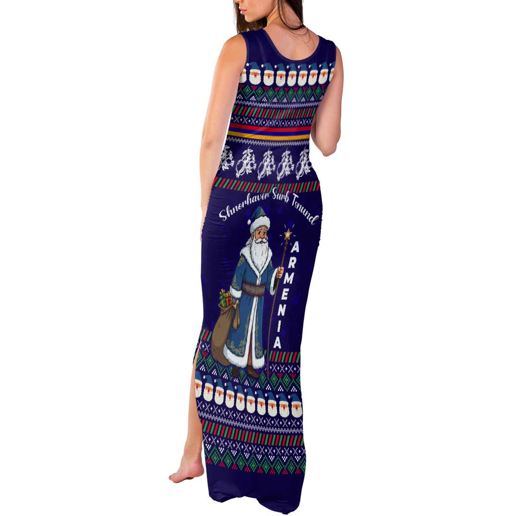 Armenia Christmas Tank Maxi Dress with Santa Claus Shnorhavor Surb Tsnund and Gift Bag Pattern - Wonder Print Shop