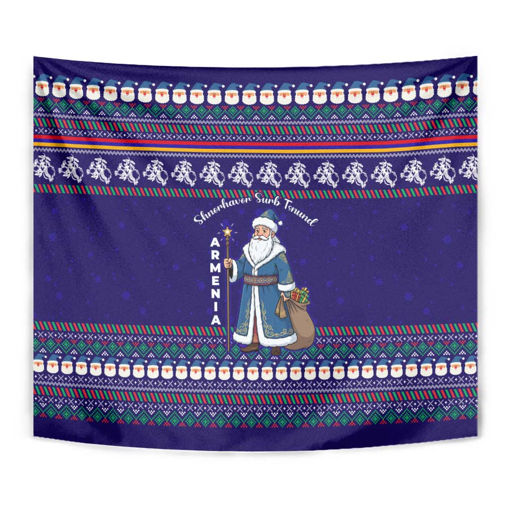 Armenia Christmas Tapestry with Santa Claus Shnorhavor Surb Tsnund and Gift Bag Pattern - Wonder Print Shop