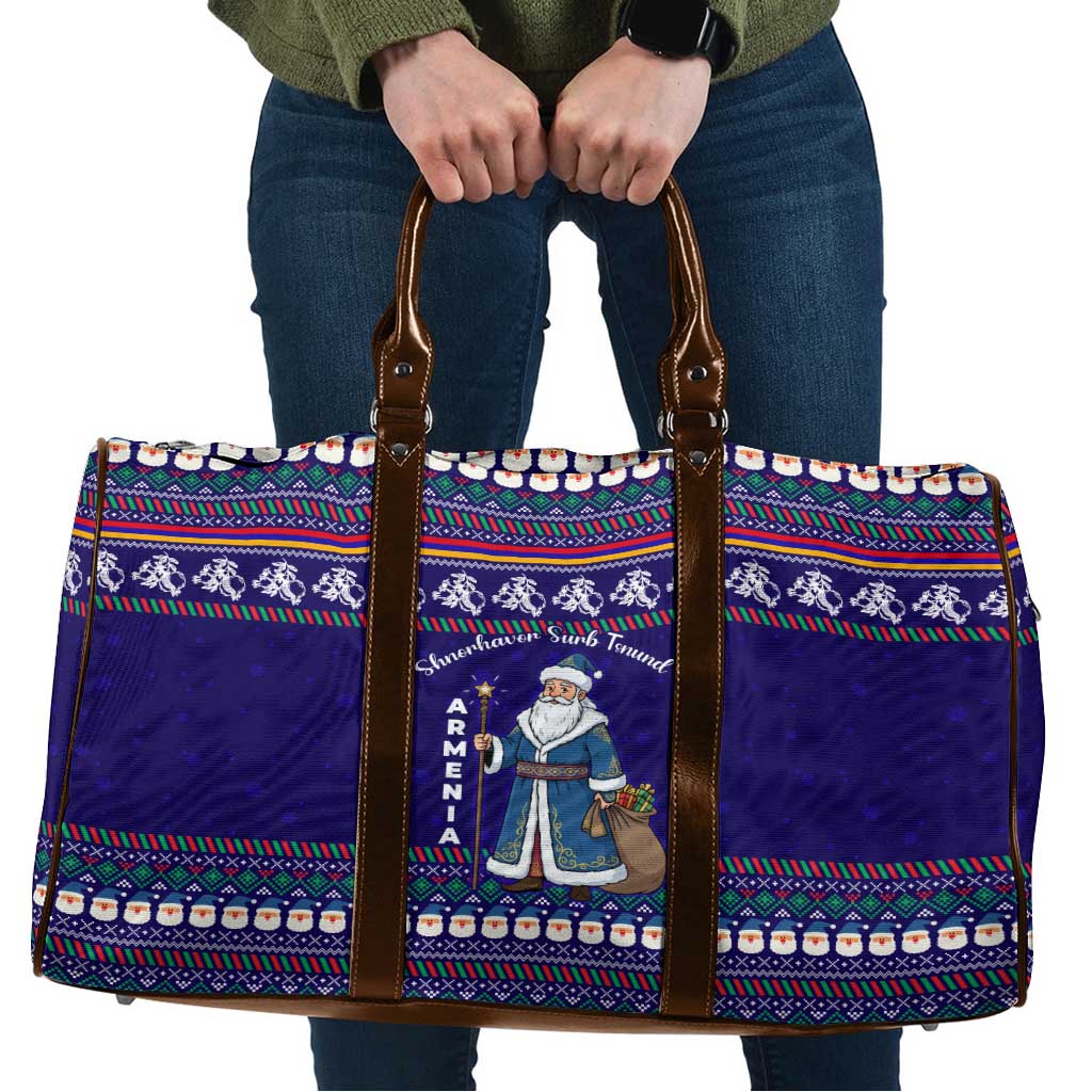 Armenia Christmas Travel Bag with Santa Claus Shnorhavor Surb Tsnund and Gift Bag Pattern - Wonder Print Shop