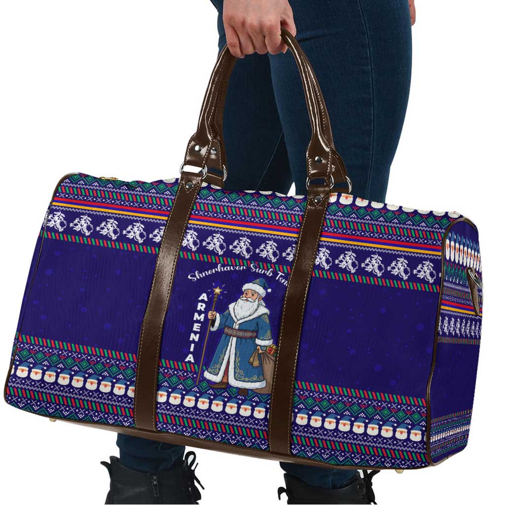 Armenia Christmas Travel Bag with Santa Claus Shnorhavor Surb Tsnund and Gift Bag Pattern - Wonder Print Shop