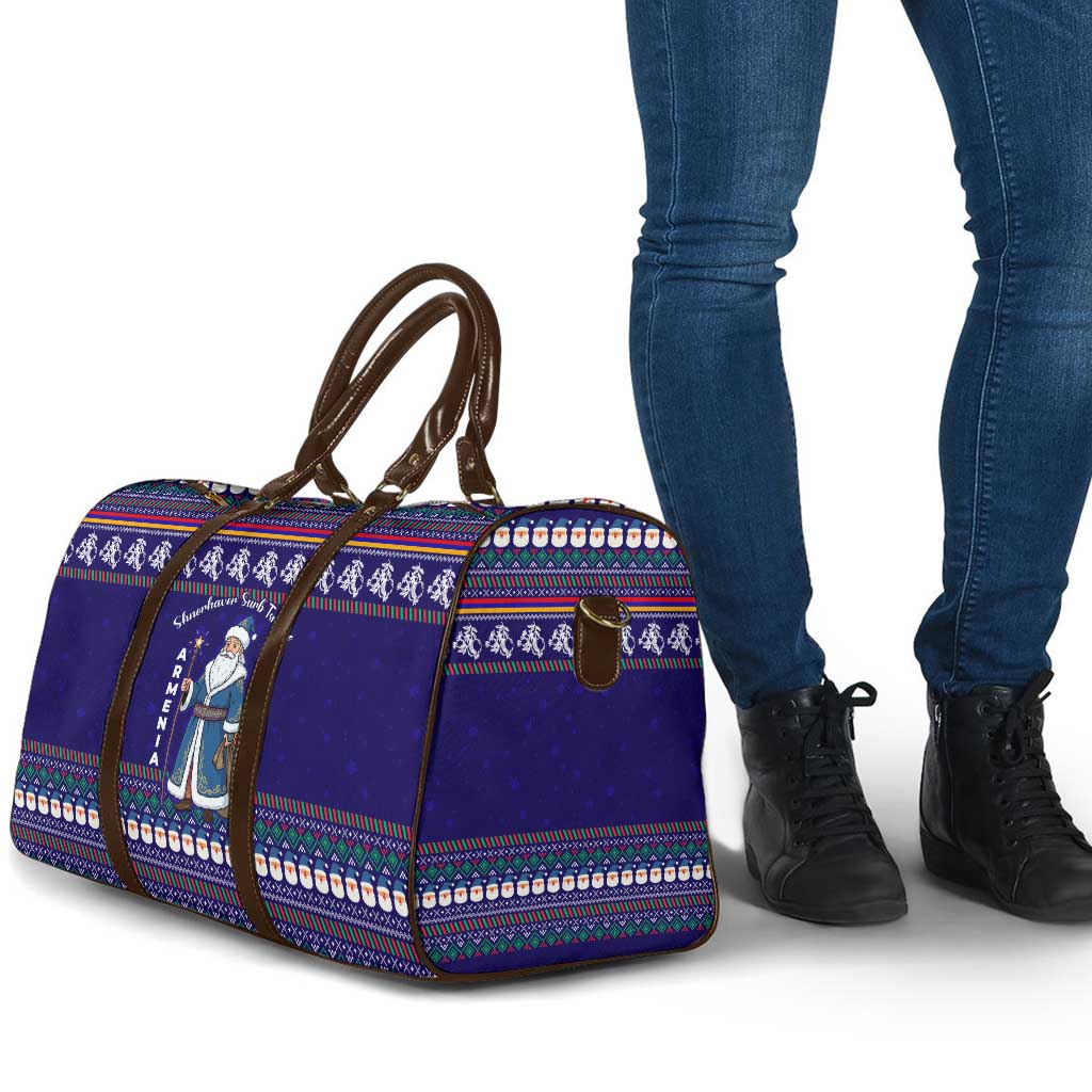 Armenia Christmas Travel Bag with Santa Claus Shnorhavor Surb Tsnund and Gift Bag Pattern - Wonder Print Shop