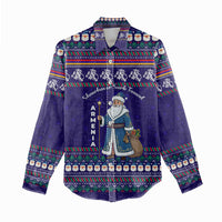 Armenia Christmas Women Casual Shirt with Santa Claus Shnorhavor Surb Tsnund and Gift Bag Pattern - Wonder Print Shop