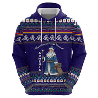 Armenia Christmas Zip Hoodie with Santa Claus Shnorhavor Surb Tsnund and Gift Bag Pattern - Wonder Print Shop