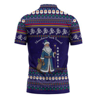 Armenia Christmas Zipper Polo Shirt with Santa Claus Shnorhavor Surb Tsnund and Gift Bag Pattern - Wonder Print Shop