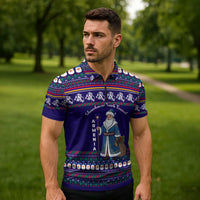 Armenia Christmas Zipper Polo Shirt with Santa Claus Shnorhavor Surb Tsnund and Gift Bag Pattern - Wonder Print Shop