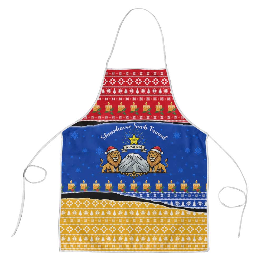Armenia Christmas Apron with Shnorhavor Surb Tsnund Lions Flag Colors and Coat of Arms - Wonder Print Shop