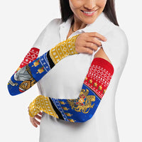 Armenia Christmas Arm Sleeves with Shnorhavor Surb Tsnund Lions Flag Colors and Coat of Arms - Wonder Print Shop