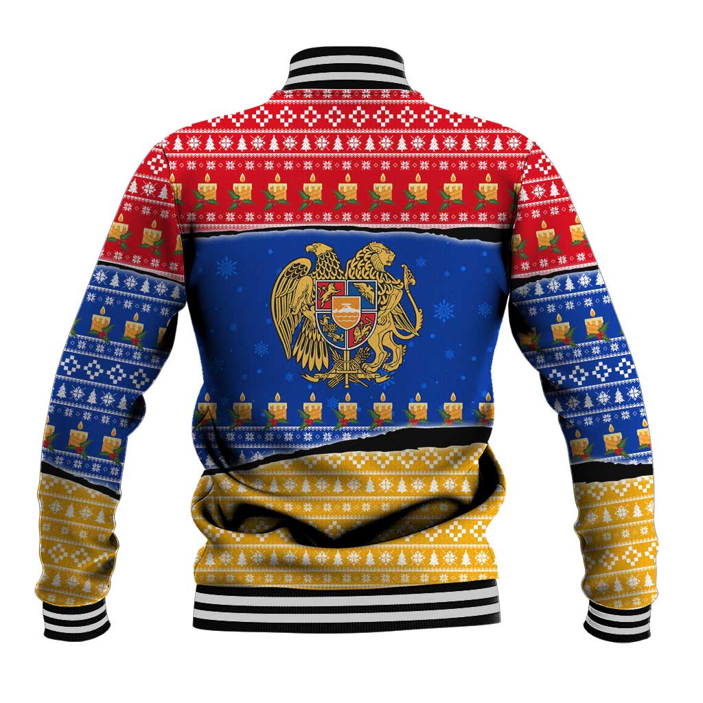 Armenia Christmas Baseball Jacket with Shnorhavor Surb Tsnund Lions Flag Colors and Coat of Arms - Wonder Print Shop